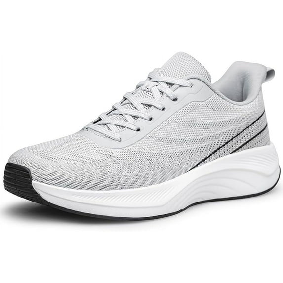 vibdiv Men's Comfortable Walking Shoes Lightweight Breathable Non-Slip Fashion Running Sneakers Light Grey Size 9