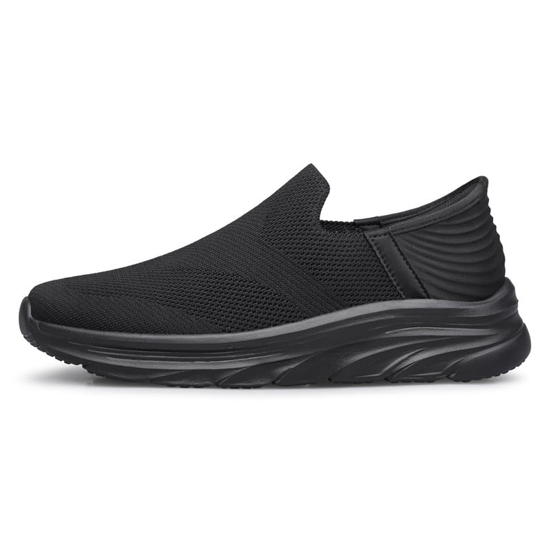 vibdiv Men's Hands Free Slip on Walking Shoes Lightweight Comfortable Tennis Casual Sneakers zapatos de hombre All Black Size 9