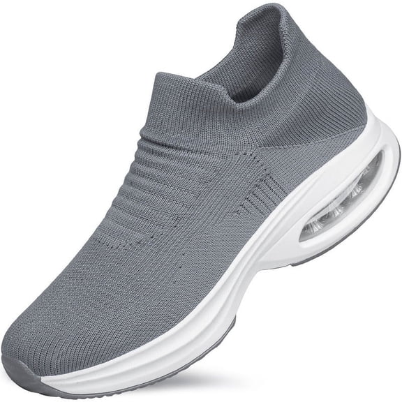 vibdiv Men's Sneakers Slip on Breathe Mesh Fitness Tennis Athletic Walking Shoes Dark Grey Size 9