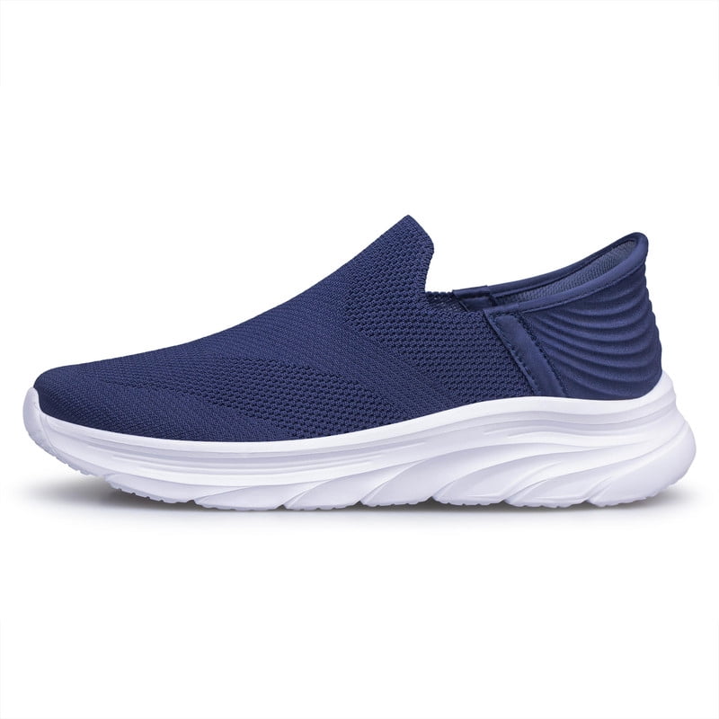 vibdiv Men's Walking Shoes Slip on Free up Hands Lightweight Tennis Sneakers zapatos de hombre Navy Blue Size 11