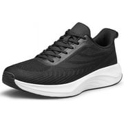 vibdiv Mens Walking Shoes Slip on Comfortable Lightweight Running Shoes Athletic Gym Workout Cross Training Sneakers Black White Size 10.5