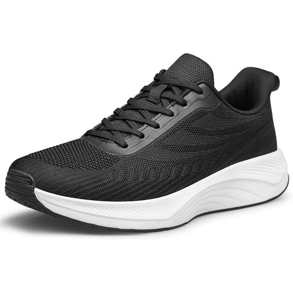 vibdiv Men's Walking Shoes Slip on Comfortable Lightweight Running Shoes Athletic Gym Workout Cross Training Sneakers Black White Size 13.5