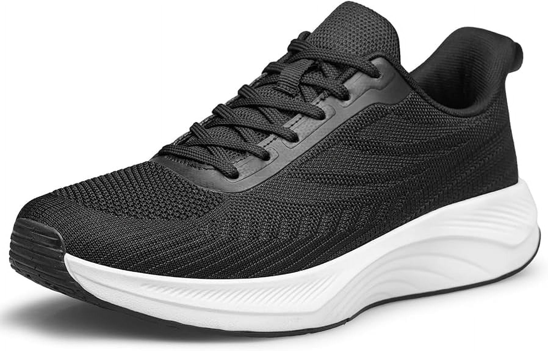 vibdiv Men's Walking Shoes Slip on Comfortable Lightweight Running Shoes Athletic Gym Workout Cross Training Sneakers Black White Size 9