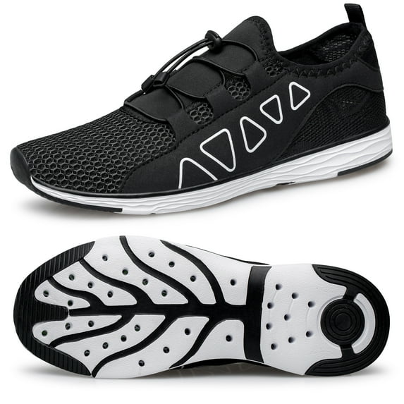 vibdiv Men's Water Shoes - Sports Aqua Shoes Lightweight Outdoor Quick Drying Black 12