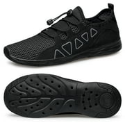 vibdiv Men's Water Shoes - Sports Aqua Shoes Lightweight Outdoor Quick Drying Black 12