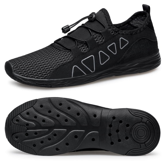 vibdiv Men's Water Shoes - Sports Aqua Shoes Lightweight Outdoor Quick Drying Black 13