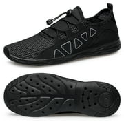 vibdiv Men's Water Shoes - Sports Aqua Shoes Lightweight Outdoor Quick Drying Black 7