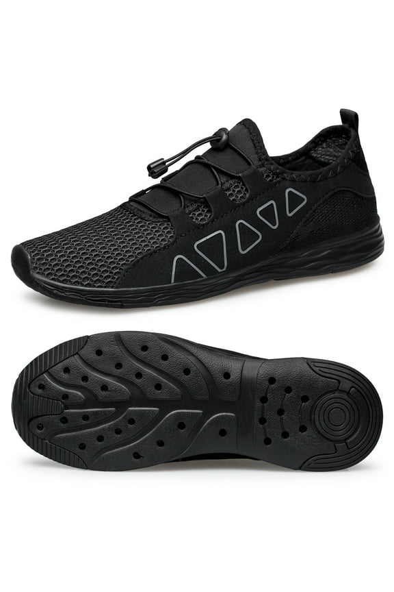Men's Water Shoes - Sports Aqua Shoes Lightweight Outdoor Quick Drying Black 7