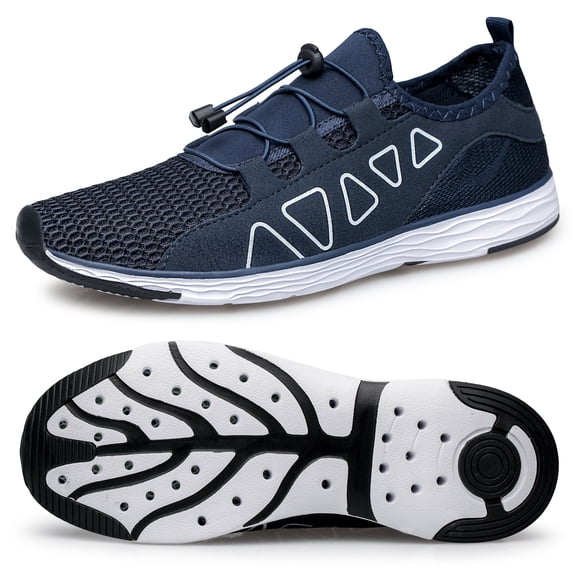 vibdiv Men's Water Shoes - Sports Aqua Shoes Lightweight Outdoor Quick Drying Navy Blue 9.5