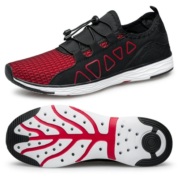 vibdiv Men's Water Shoes - Sports Aqua Shoes Lightweight Outdoor Quick Drying Red 13