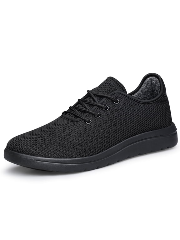 Mens Slip on Walking Shoes Comfort Lightweight Breathable Shoes Non Slip Mesh Casual Workout Tennis Gym Running Sneakers All Black Size 7