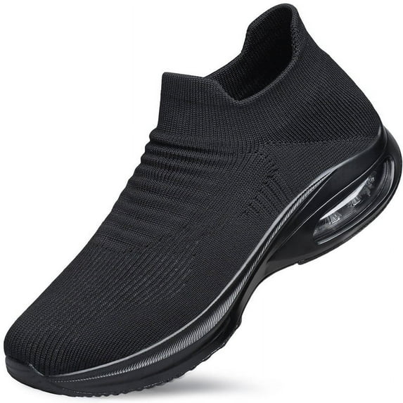 vibdiv Mens Walking Shoes Non Slip Running Shoes Breathable Workout Shoes Lightweight Breathable Casual Work Sports Gym Shoes All Black Size 8