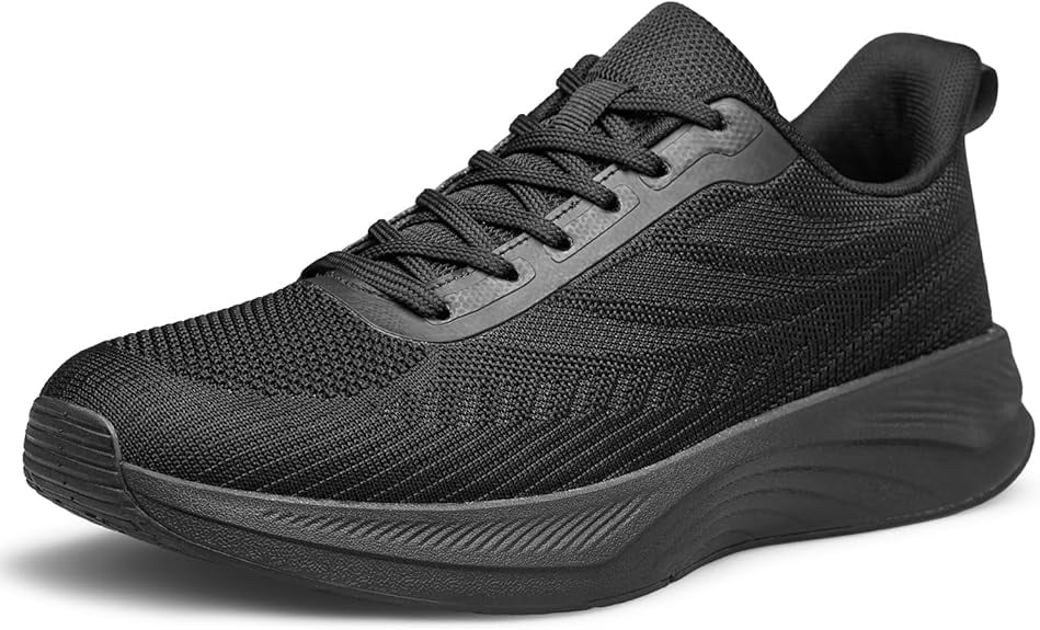 vibdiv Walking Shoes Men Lightweight Breathable Running Tennis Athletic Gym Workout Cross Training Slip on Sneakers All Black Size 10.5