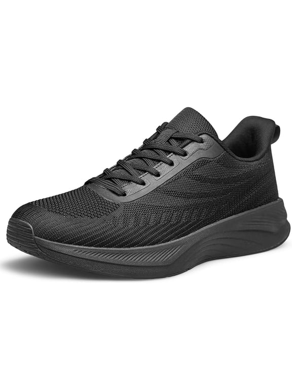 Walking Shoes Men Lightweight Breathable Running Tennis Athletic Gym Workout Cross Training Slip on Sneakers All Black Size 10.5
