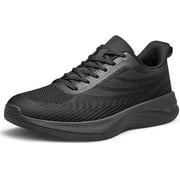 vibdiv Walking Shoes Men Lightweight Breathable Running Tennis Athletic Gym Workout Cross Training Slip on Sneakers All Black Size 8