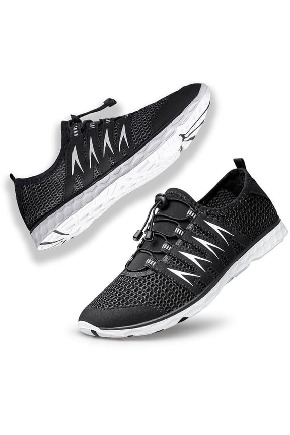 Water Shoes Mens Women Water Shoes Quick Dry Aqua Swim Pool Beach Surf Walk Shoes Black White