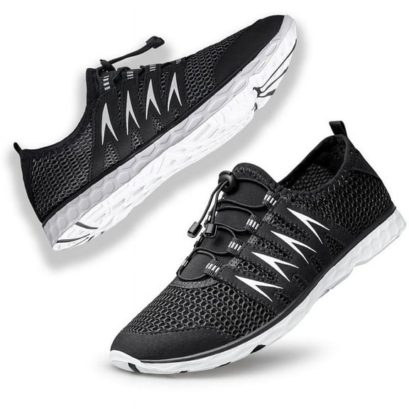 vibdiv Water Shoes Mens Women Water Shoes Quick Dry Aqua Swim Pool Beach Surf Walk Shoes Black White