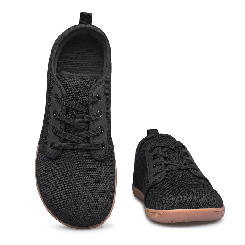 Zapatos para mujer transpirables de punta ancha, suela plana mínima, antideslizantes para caminar, casuales y para correr, talla 13 negros