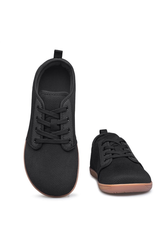 Women Breathable Barefoot Shoes Wide Toe Box Minimalist Zero Drop Sole Non Slip Walking Shoes Casual Running Sneakers Black Size 8