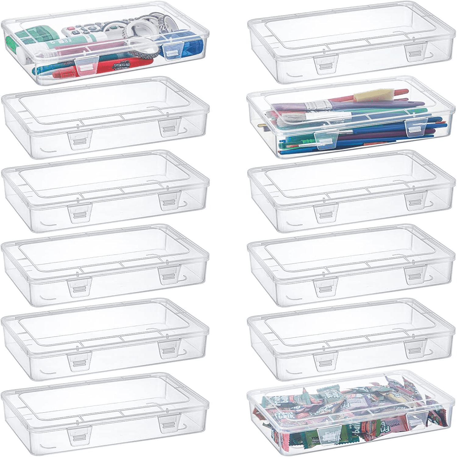 Packing Storage Containers vibniwj 12 Pack Clear Plastic Storage Containers with Lids 8 x 5 x 1.75 ...