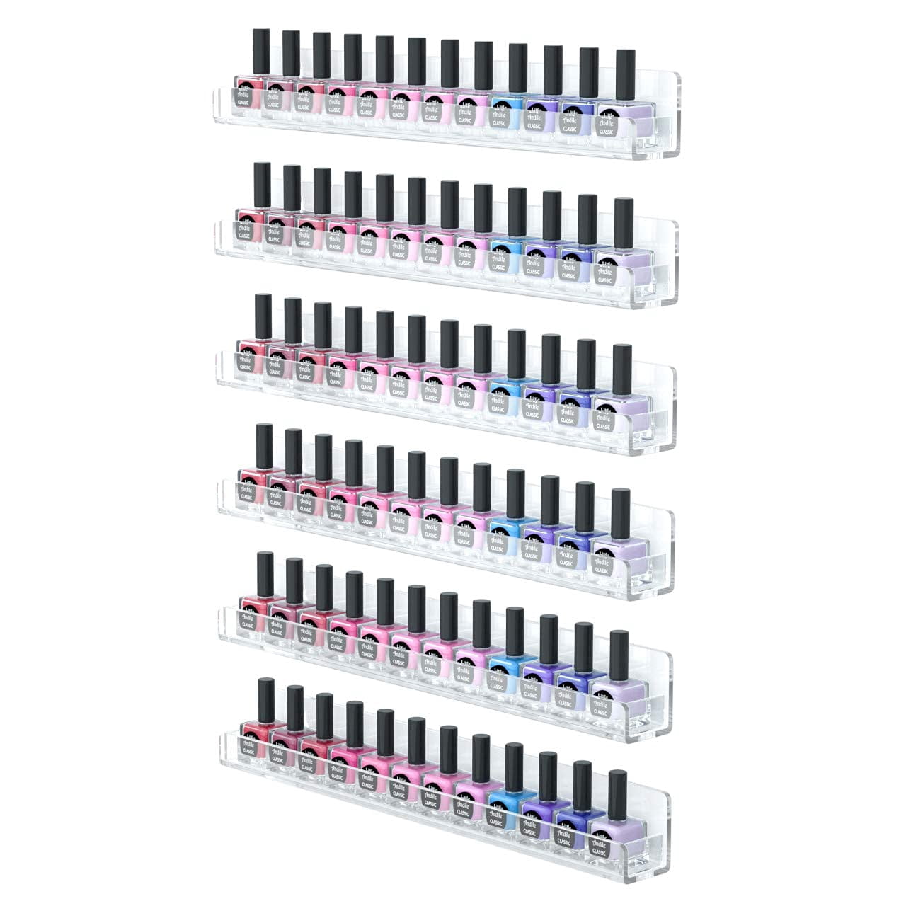 vibniwj FEMELI Nail Polish Wall Rack 6 Shelves 15 Inch White Acrylic ...