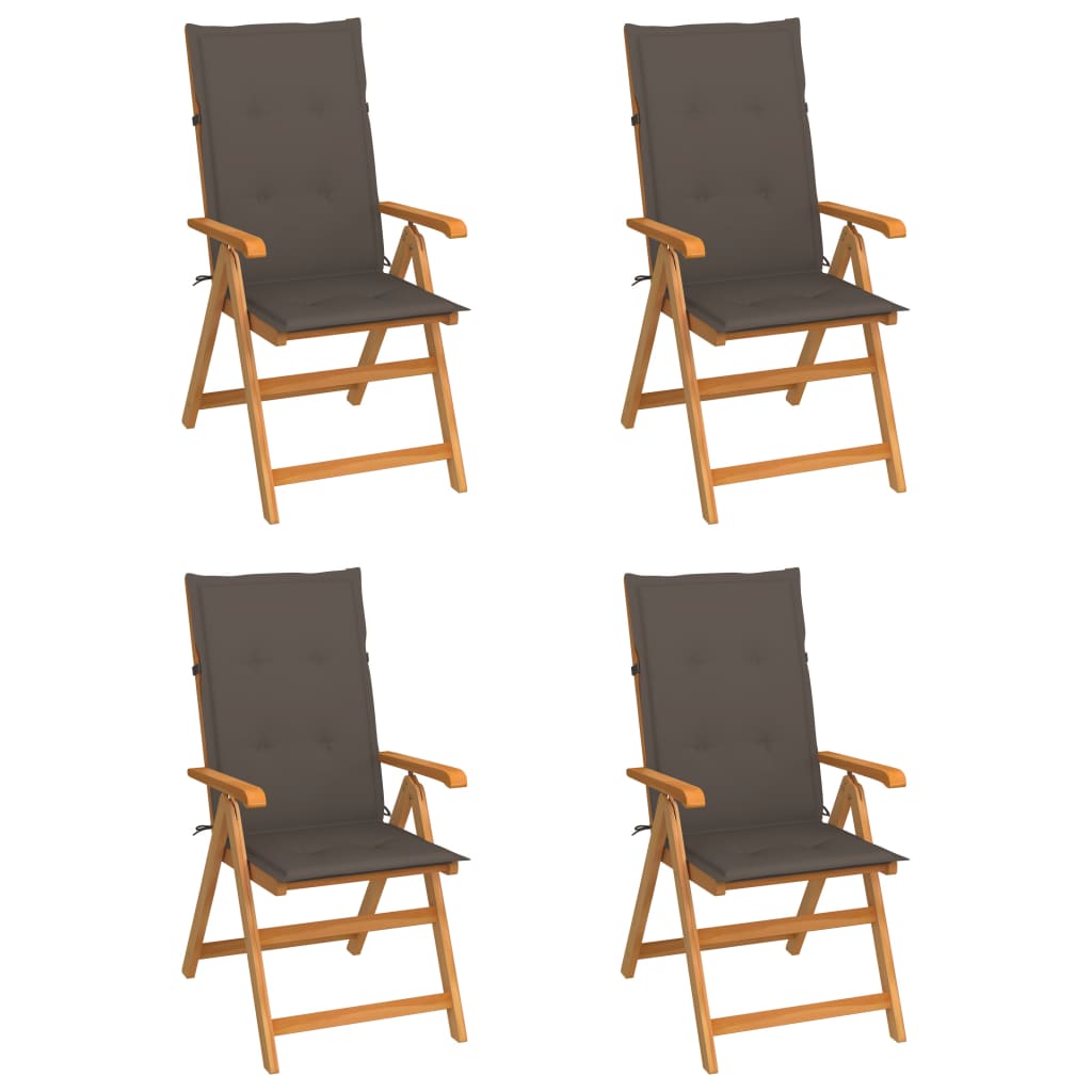 vidaXL 1/2/4/8x Solid Teak Wood Reclining Chairs with Cushions Multi Colors - image 1 of 35