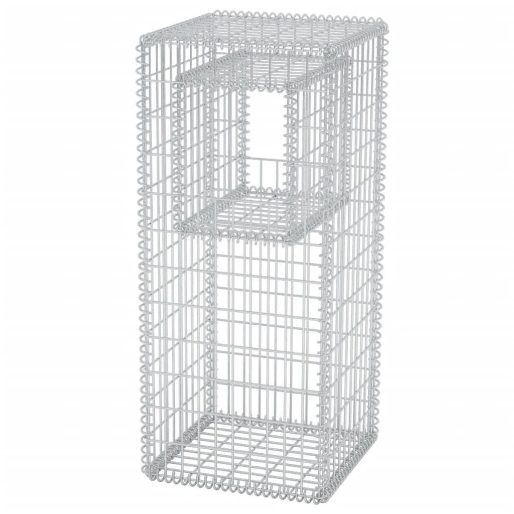 Tall Silver Galvanized Steel Gabion Basket Planter