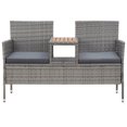 thumbnail image 1 of vidaXL 1/2x Patio Bench with Tea Table Poly Rattan Seat Furniture Black/Gray, 1 of 11