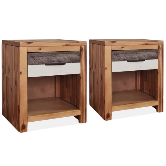 vidaXL 1/2x Solid Acacia Wood Bedside Table Bedroom Nightstand Side End Table