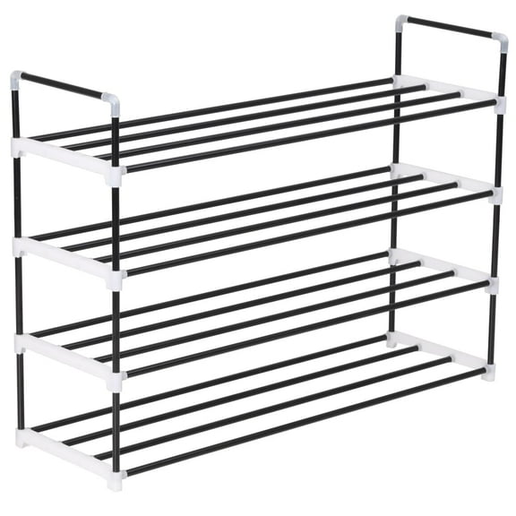 vidaXL 1/4/7x Shoe Rack with 7 Shelves Metal and Plastic Black Storage Stand