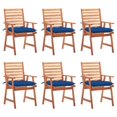 thumbnail image 1 of vidaXL 1/6x Solid Acacia Wood Outdoor Dining Chairs w/Cushions Multi Colors, 1 of 3