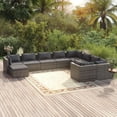 thumbnail image 1 of vidaXL 10 Piece Garden Lounge Set with Cushions Poly Rattan Gray, 1 of 11