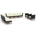 thumbnail image 1 of vidaXL 10 Piece Patio Lounge Set Poly Rattan and Eucalyptus Wood Black, 1 of 10