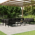 thumbnail image 1 of vidaXL 10 Piece Patio Lounge Set with Cushions Aluminum Anthracite, 1 of 12