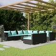 thumbnail image 1 of vidaXL 10 Piece Patio Lounge Set with Cushions Black Poly Rattan, 1 of 8