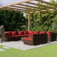 thumbnail image 1 of vidaXL 10 Piece Patio Lounge Set with Cushions Brown Poly Rattan, 1 of 8