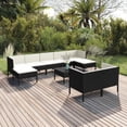 thumbnail image 1 of vidaXL 10 Piece Patio Lounge Set with Cushions Poly Rattan Black, 1 of 10