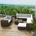 thumbnail image 1 of vidaXL 10 Piece Patio Lounge Set with Cushions Poly Rattan Brown, 1 of 6