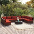 thumbnail image 1 of vidaXL 10 Piece Patio Lounge Set with Cushions Poly Rattan Brown, 1 of 12
