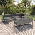 thumbnail image 1 of vidaXL 10 Piece Patio Lounge Set with Cushions Poly Rattan Gray, 1 of 6