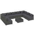 thumbnail image 1 of vidaXL 10 Piece Patio Lounge Set with Cushions Poly Rattan Gray, 1 of 11