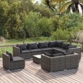 thumbnail image 1 of vidaXL 10 Piece Patio Lounge Set with Cushions Poly Rattan Gray, 1 of 7