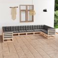 thumbnail image 1 of vidaXL 10 Piece Patio Lounge Set with Cushions Solid Pinewood, 1 of 10