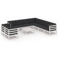 thumbnail image 1 of vidaXL 10 Piece Patio Lounge Set with Cushions White Solid Pinewood, 1 of 11