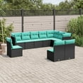 thumbnail image 1 of vidaXL 10 Piece Patio Sofa Set with Cushions Black Poly Rattan, 1 of 4