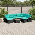 thumbnail image 1 of vidaXL 10 Piece Patio Sofa Set with Cushions Black Poly Rattan, 1 of 4