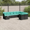 thumbnail image 1 of vidaXL 10 Piece Patio Sofa Set with Cushions Black Poly Rattan, 1 of 5