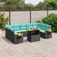 thumbnail image 1 of vidaXL 10 Piece Patio Sofa Set with Cushions Black Poly Rattan, 1 of 4