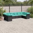 thumbnail image 1 of vidaXL 10 Piece Patio Sofa Set with Cushions Black Poly Rattan, 1 of 4