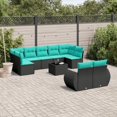 thumbnail image 1 of vidaXL 10 Piece Patio Sofa Set with Cushions Black Poly Rattan, 1 of 4